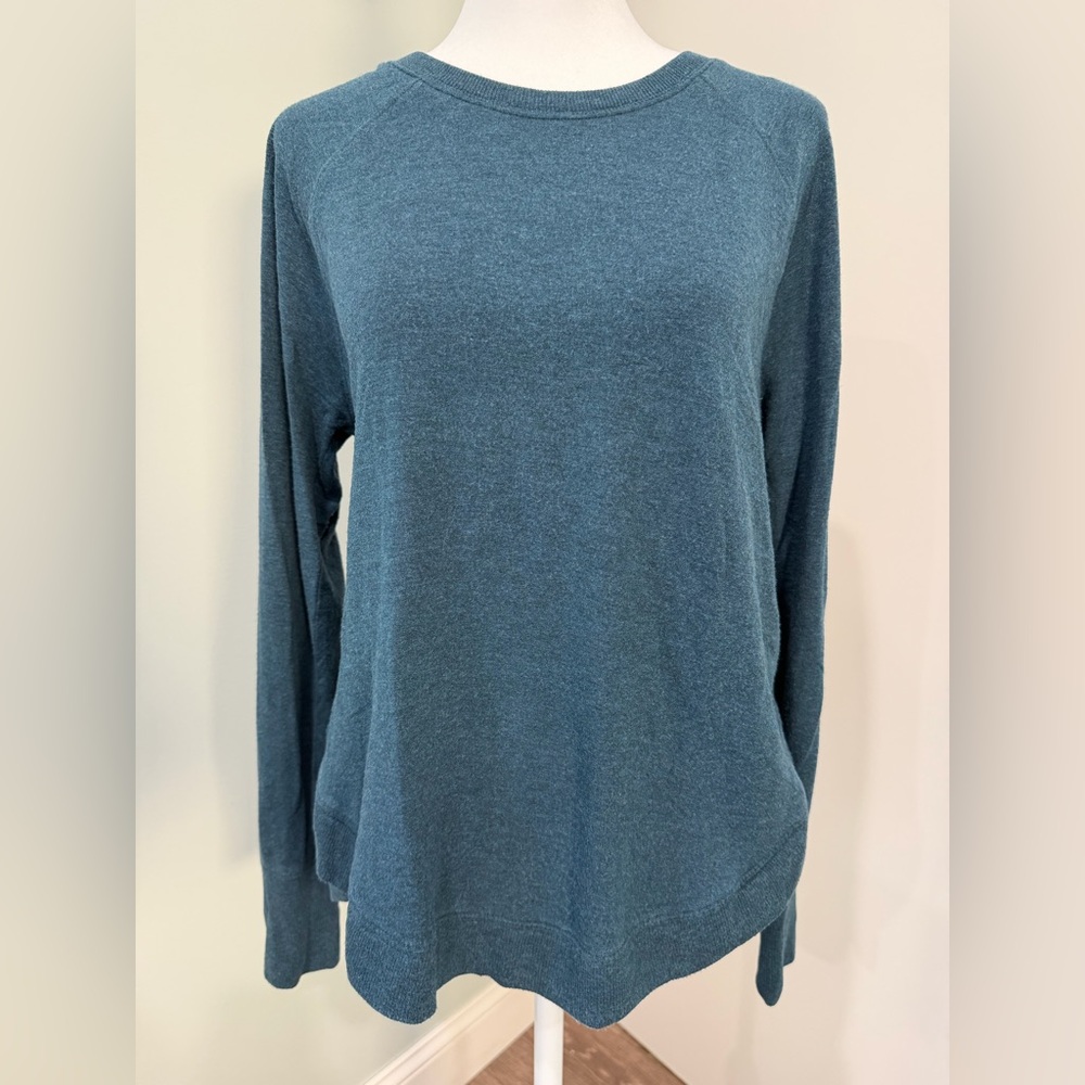 Athleta High Serenity Blue Teal Crewneck Pullover Sweatshirt Modal Blend Medium